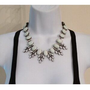 Pastel gemstone look costume dressy statement necklace bejeweled cool tone.